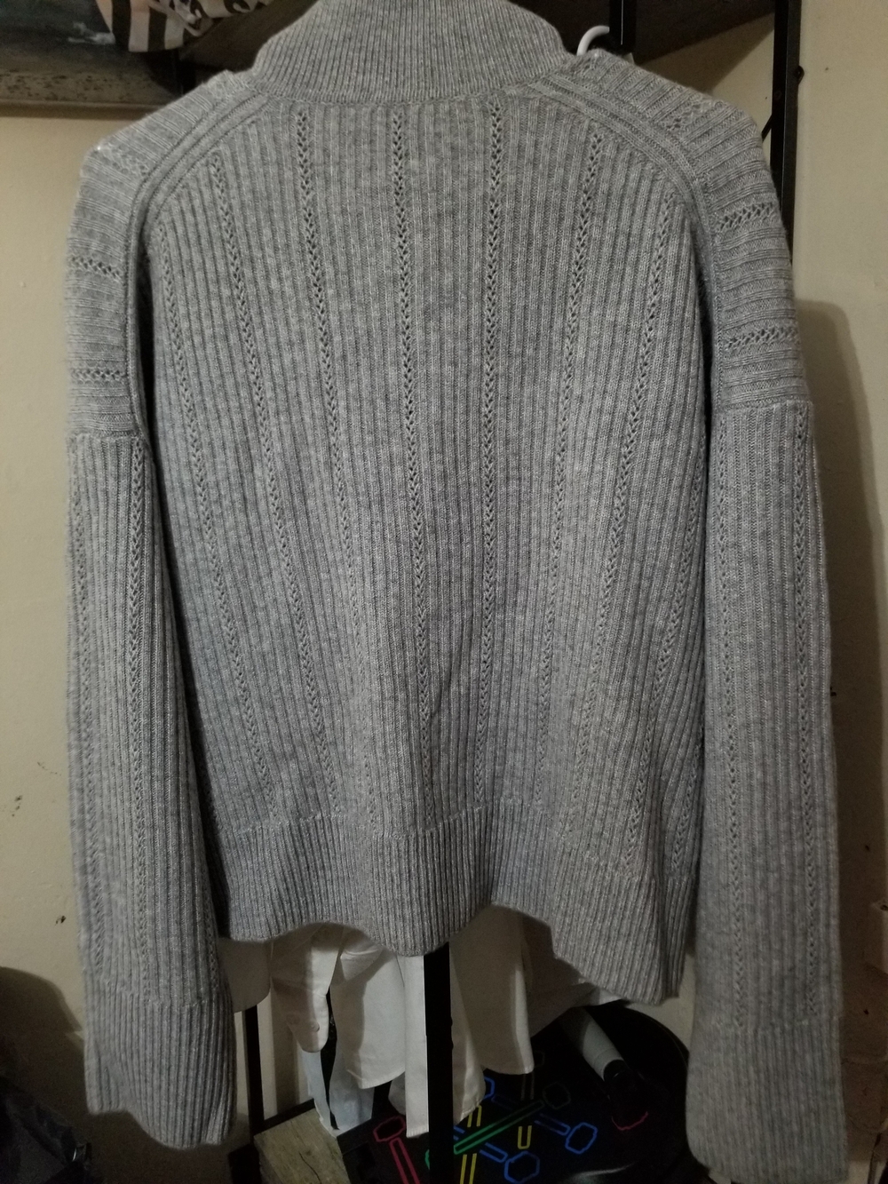 ME+EM Silver Grey Zip-Up Merino Cashmere Polo Sweater - Picture 3 of 3